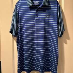Under Armour Navy and Lime Striped Polo Shirt